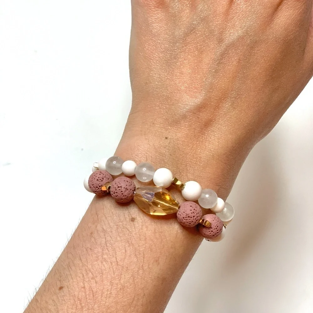 Diffuser Bracelet STRETCH Dusty Rose‎ Lava Stone